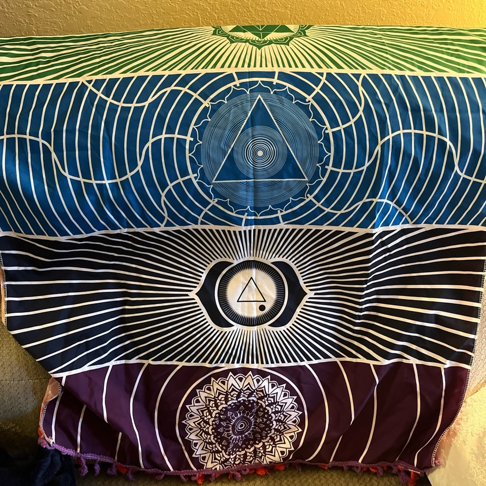 Colorful Geometric Patterned Tapestry - Picture 3 of 4